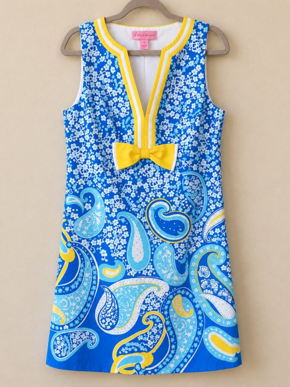 Lilly Pulitzer Reecey Shift Dress 10 Knotty Blue Whirlpool Paisley Floral